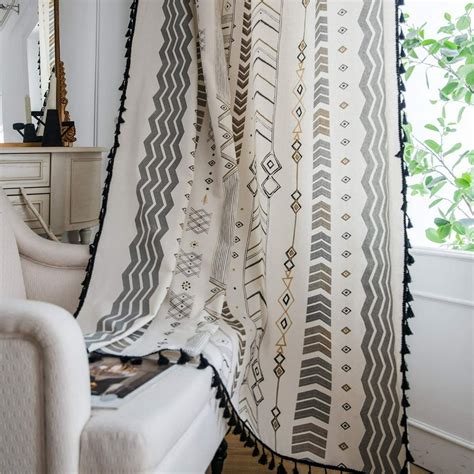 gray boho curtains|boho bedroom curtain ideas.